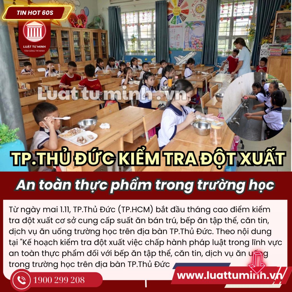 Kiểm tra đột xuất các cơ sở cung cấp suất ăn bán trú, bếp ăn tập thể, căn tin, dịch vụ ăn uống trường học - Luật Tư Minh