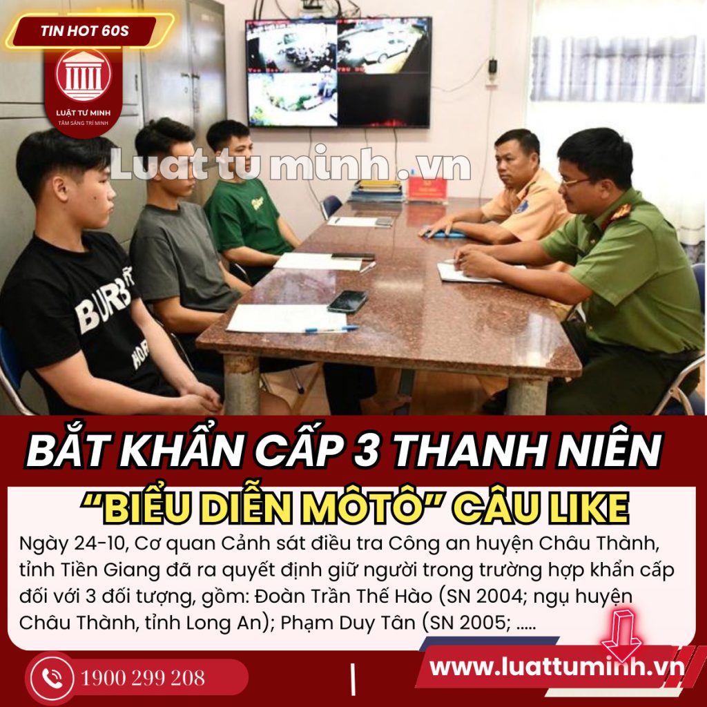 Bắt khẩn cấp 3 thanh niên biểu diễn bốc đầu xe để quay clip 'câu like' - Luật Tư Minh