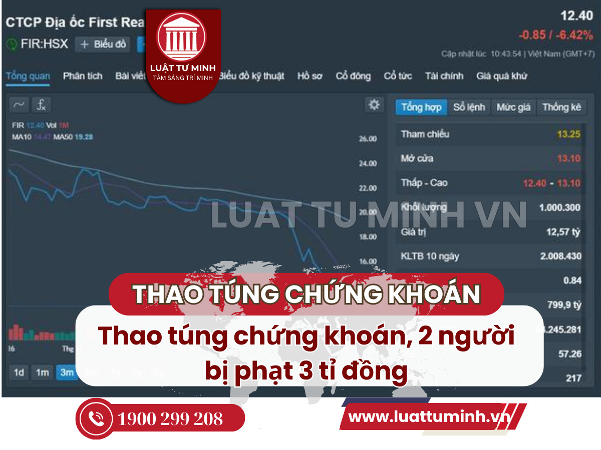 Thao túng chứng khoán, 2 người bị phạt 3 tỉ đồng - Luật Tư Minh